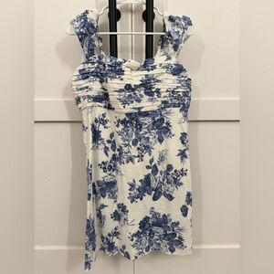 Abercrombie & Fitch Blue and White Floral Linen Dress